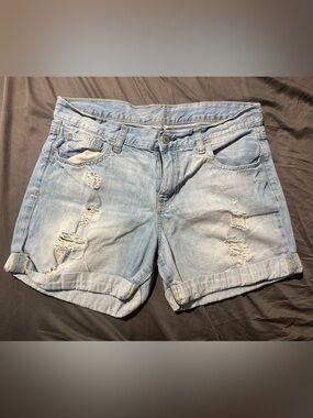 Old Navy Light Blue Distressed Roll-Hem Denim Shorts